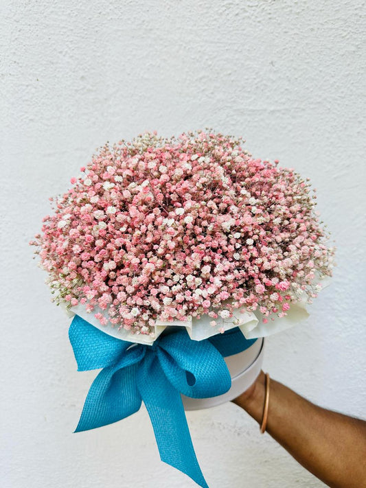 Pink spry box bouquet